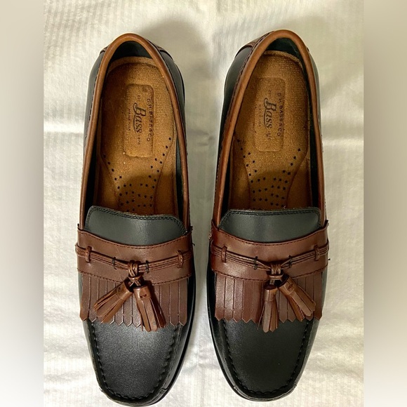 G.H. Bass & Co. Men's Miguel Black and Brown Leather Loafers 9.5 M